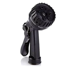 Black 7-Way Garden Pocket Spray Hose Nozzle Full Flat Jet Shower Mist Fine Vert