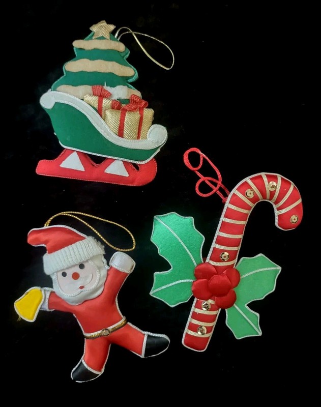 Satin Silky Snowman, Santa, Clown Christmas Ornaments