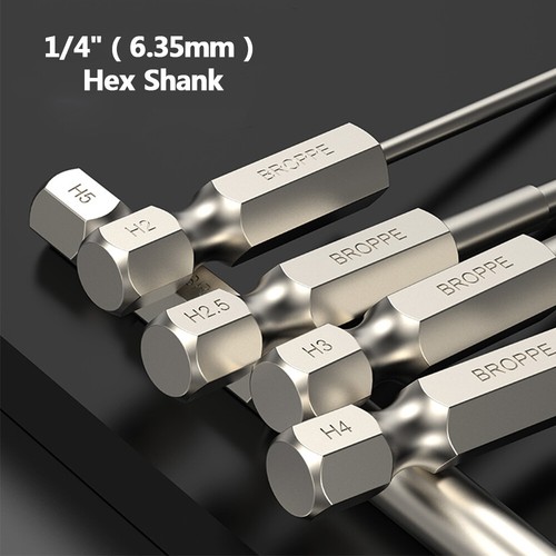 65/100/150mm Ball-End Hex Screwdriver Bit Set 1/4" Hex Shank H2.5 H3 H4 H5 H6 H8 - Picture 7 of 30