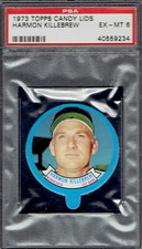 1973 Topps Candy Lids Harmon Killebrew HOF.  PSA 6 EXMT.  Only 1 grades higher.
