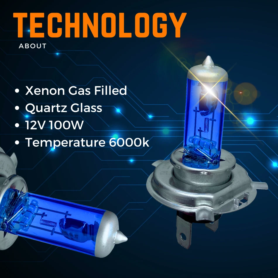 2 x H4 100/90w Headlight Bulb Xenon HID White 472 Led Side Light Car Bulbs 12v - Image 4 of 4