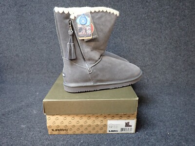 NEW Lamo Luna Suede Faux Fur Lined Winter Boots Charcoal Women's 12 (SS3)