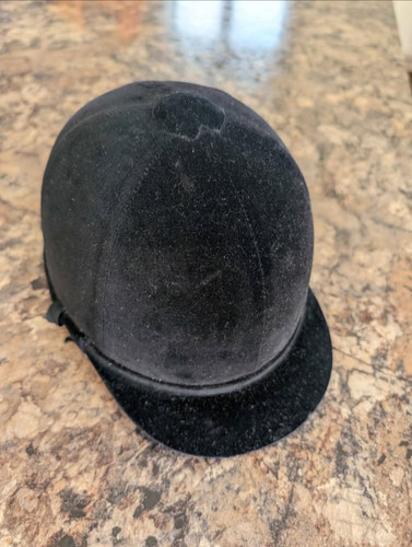 Vintage 1960s Beaufort Hunt Cap Black Velvet English Equestrian