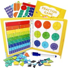 Magnetic Fraction Educational Puzzle Tiles  Circles - Math Manipulatives for Ki