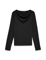 Vero Moda Vmjill Wasserfall Top Langarm JRS Noos, Damen Oberteil, Schwarz