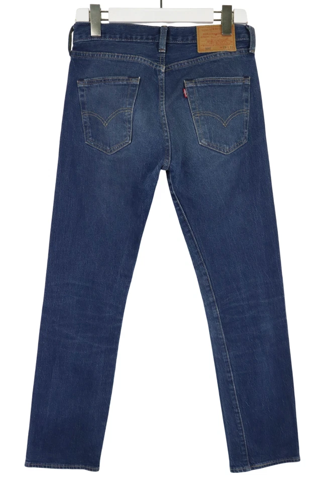Levi's 501 Vaqueros Hombres W29/L32 Desteñir Efecto Bigotes Botón Fly Azul Para - Imagen 2 de 4