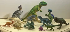 Lot 12 Dinosaur Figures Assorted-Some Vintage, Toy Major, Dolgen, Joy Toy, T-Rex