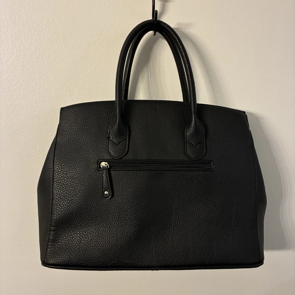 Bolso de cuero negro con asa superior, grande Foto 2 de 4