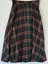 VTG Pleated Secretary Wool Skirt Plaid Women's Sz 2 Geek Retro