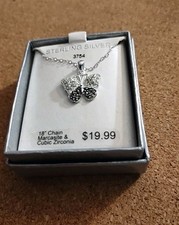 Butterfly Sterling Silver, Marcasite And Cubic Zirconia On An 18 Inch...