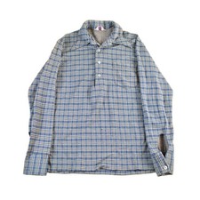 Vintage 1970s Levis Panatela Plaid Button Up Polo Shirt Men's Medium
