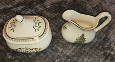 Spode Christmas Tree Childrens tea - cream and sugar/w lid.