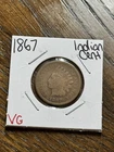 1867 Indian Head Cent Penny VG Very Good Better Date US 1c Type Coin (Raw18518)