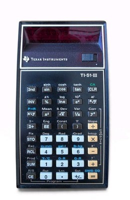 Vintage Taschenrechner Texas Instruments TI-51-III m. Anleitung & Akkupack Retro