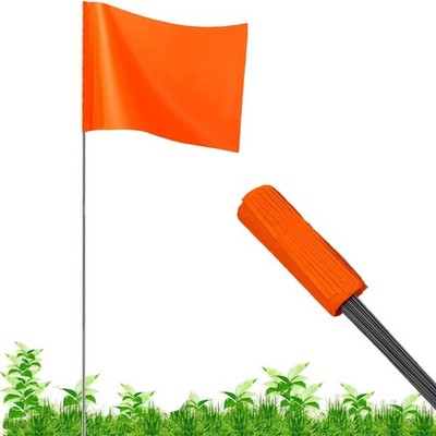 100Pack Orange Marking Flags, 16X4X5 Inch Marker Flags Use for Yard & Lawn, Bou