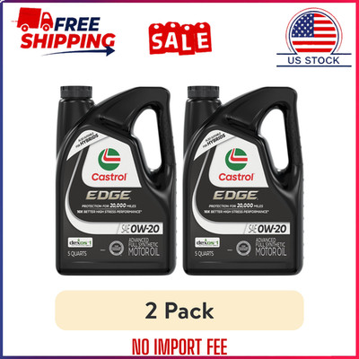 (2 pack) Castrol EDGE 0W-20 Advanced Full Synthetic Motor Oil, 5 Quarts