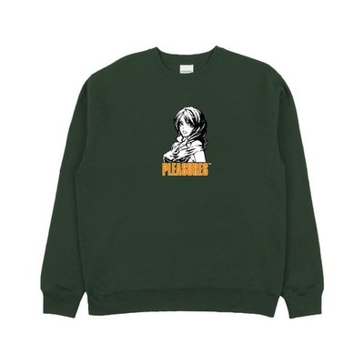 PLEASURESHEROINE PREMIUM CREWNECK - ALPINE GREEN Size Small