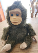 1994 Hosung Brown Baby CHIMP Monkey Puppet Plush Flocked Face Squeaker Vintage