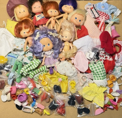 VTG Strawberry Shortcake Style Assorted Dolls, Shoes, Clothing Overstock LOT