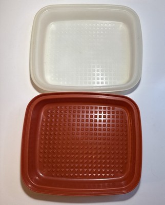 Vintage Tupperware Large Season Serve Marinade Container 1294-7 Paprika with Lid
