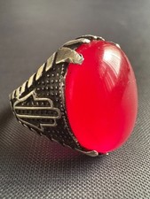 925 Sterling Silver Ring Cabochon Pink Ruby Vintage Ring Handcrafted Size 9 US