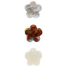 Honeycomb Mini Flower Hair Clips, 3-Pack Neutral Tortoise, Pearl, and Multi
