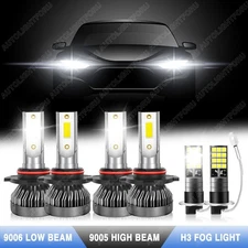 6x Combo 9005 + 9006 High Low Beam LED Headlight + H3 Fog Light Bulbs Kit 6000K