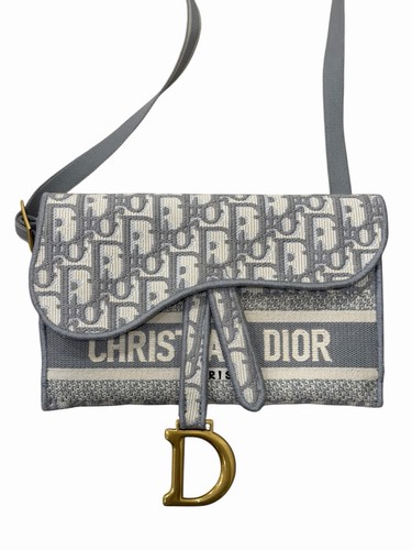 Authentic Christian Dior  Saddle Belt Bag Bum Bag Gray