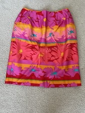 Ports Trademark Size 8 Hot Pink and Orange Floral Tropical Paradise Skirt w/zipp