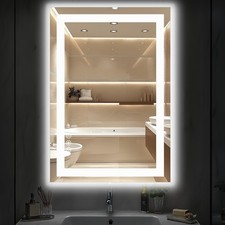 DUMOS 36x24 LED Bathroom Mirror, Dimmable, Anti-Fog, Wall Mount, Rectangle
