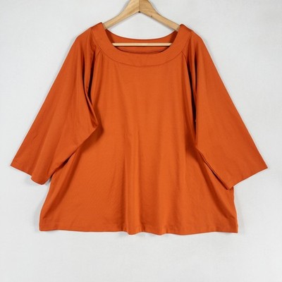 Susan Graver Essentials Orange Top 2X  Butterknit Orange Minimalist Comfort Chic