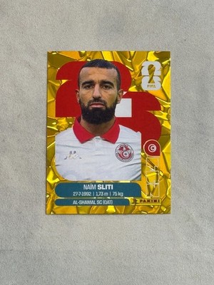 2026 Panini FIFA World Cup Sticker Gold Flood Crumple Naim Sliti #TUN20 Tunisia