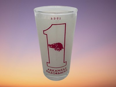 Vintage 1964 Arkansas Razorbacks Cotton Bowl Champions Souvenir Glass w/Schedule