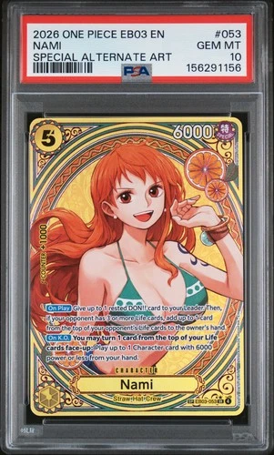 2026 ONE PIECE EB03 HEROINES EDITION SPECIAL ALTERNATE ART #053 NAMI PSA 10