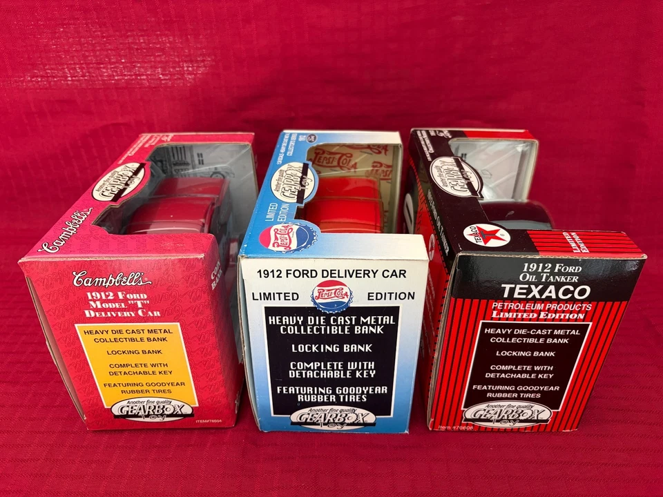 1912 Ford Pepsi Cola Texaco & Campbells Gearbox Toys Die Cast Coin Bank NEW A+++ - Image 3 of 4