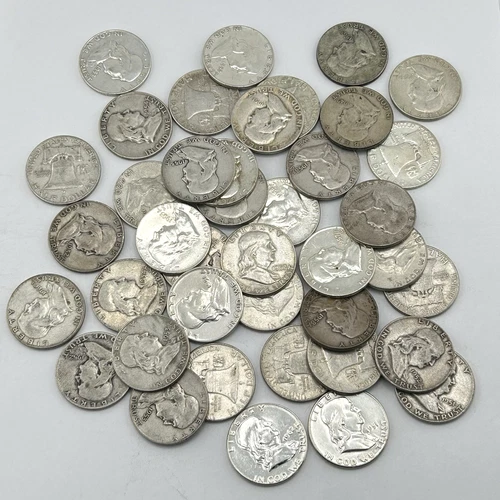 $20 Face Franklin Half 1/2 Dollar 90% Silver Junk 50c US Constitutional Coins