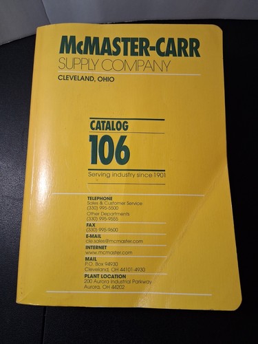 McMaster-Carr Supply Company Cleveland Ohio Catalog 106