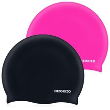 2 PCS High Elasticity Silicone Swim Cap Women Men NonSlip Long Short Hair