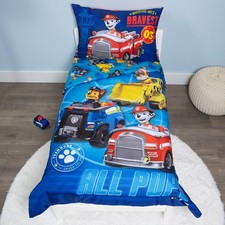 Toddler Bedding Set 4 Piece Kids Comforter Sheet Set Blue Cartoon