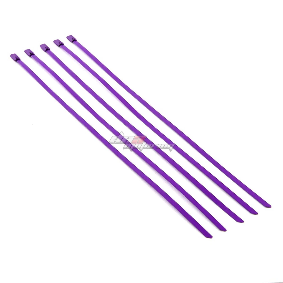 X5 12" 5MM STAINLESS PURPLE SELF-LOCKING ZIP TIE CABLE WIRE FOR HEAT WRAP/EXHAUS Foto 3 de 4
