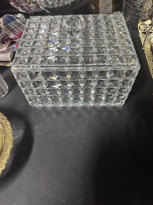 Premium Clear Crystal Square Mosaic Candy Box with Lid for Home Decor