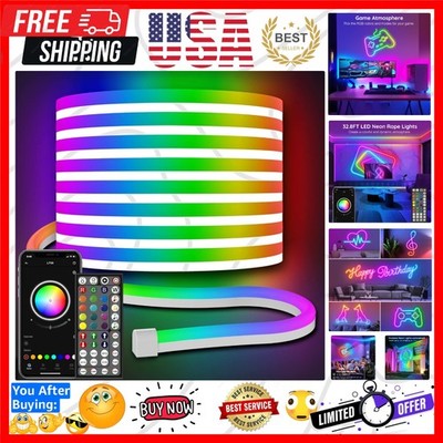Outdoor Neon Rope Lights, 32.8Ft RGB with App Control & Color Changing