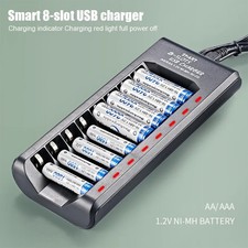 Fast Battery Charger 8 Slot For AA/AAA Ni-MH/Ni-Cd Rechargeable Batteries UK