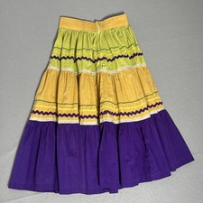 Vintage Tiered Peasant Skirt Women  s Handmade Colorful Bohemian High Waisted