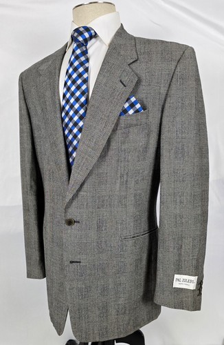 Pal Zileri Cashmere Wool Sport Coat Cerutti Cloth Gray Glen Plaid Check 42L 52L - Picture 2 of 13