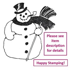 Large Snowman with Broom - FREE SHIPPING OFFER - Unmounted Rubber Stamp