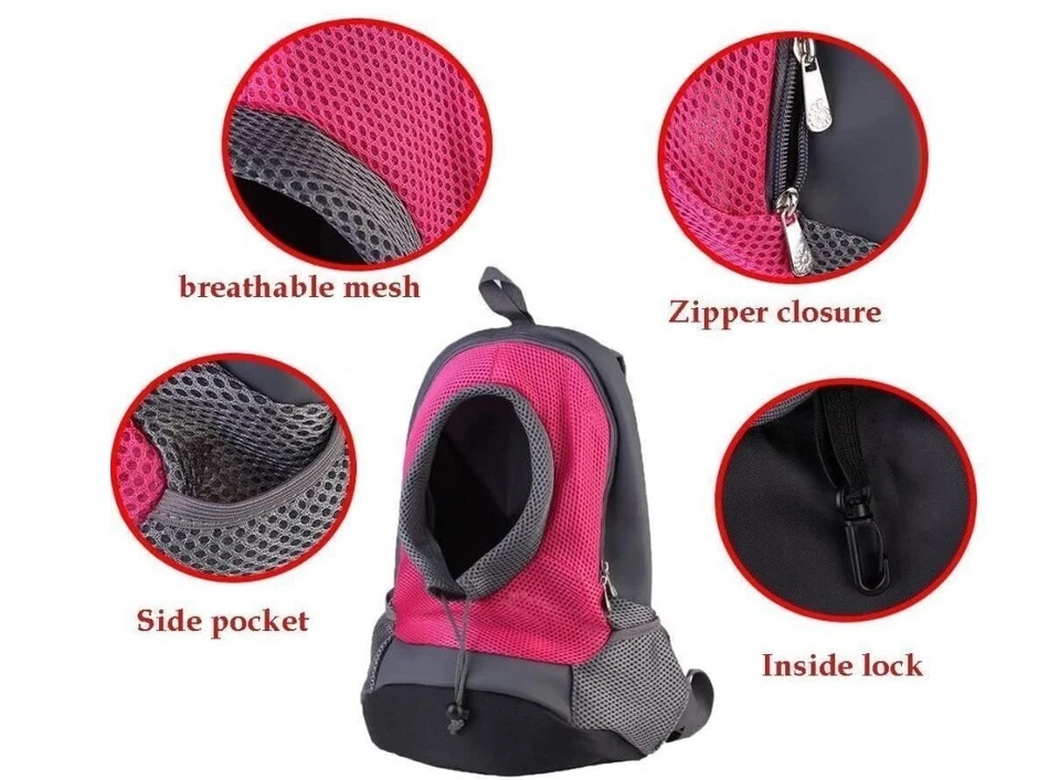 Haustier Rucksack Tragbarer Hundeträger Katze Reise 42 x 38 x 20cm Rosarot - Bild 3 von 3