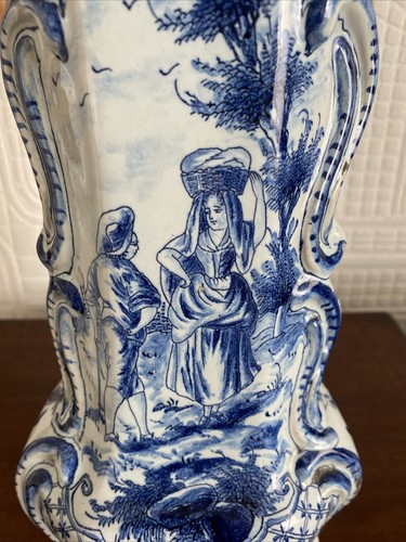 Insolito grande vaso Faience Delft francese del XVIII secolo - 32,5 cm - firmato alla base - Foto 3 di 21