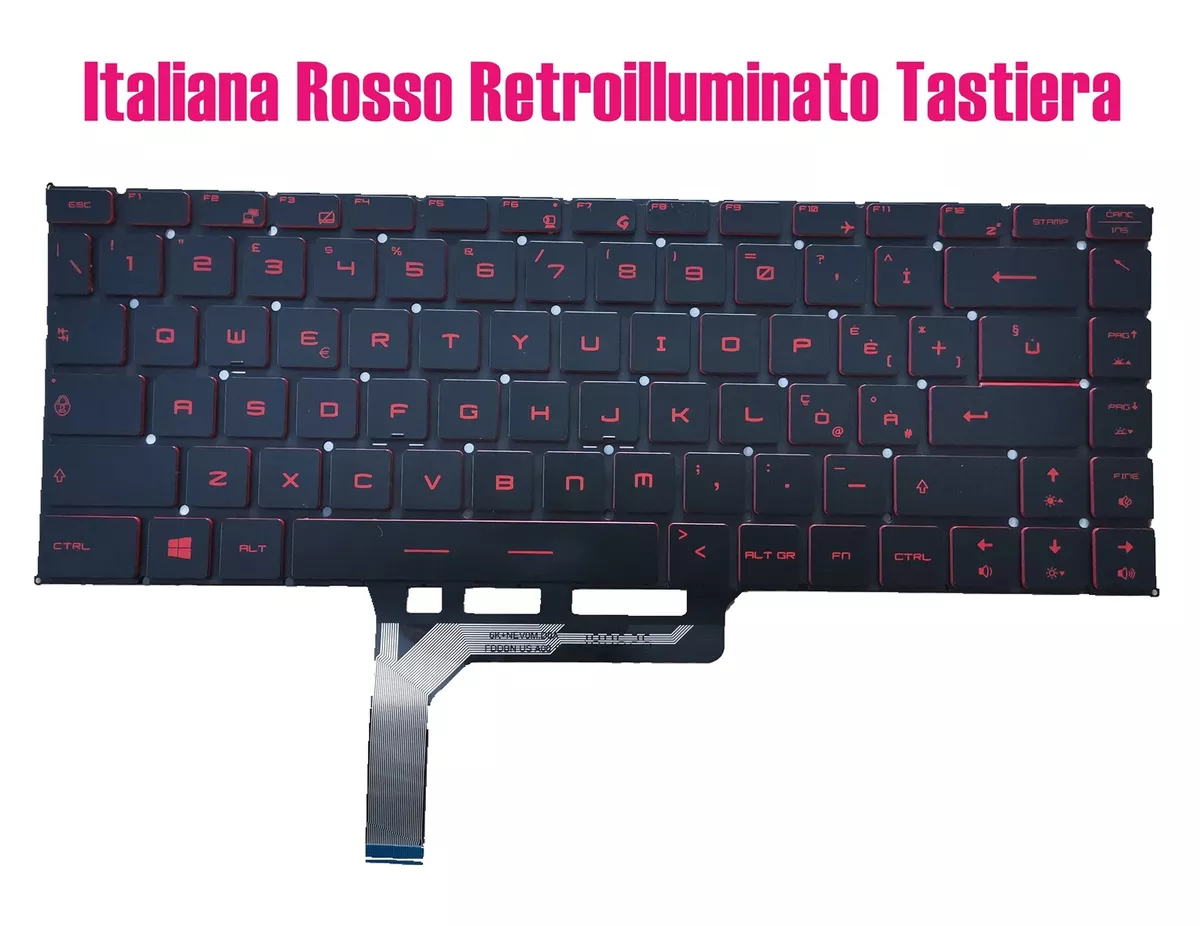 Italian Red Backlit Keyboard for MSI GF63 Thin 10SCSR/10SCXR(MS-16R4)