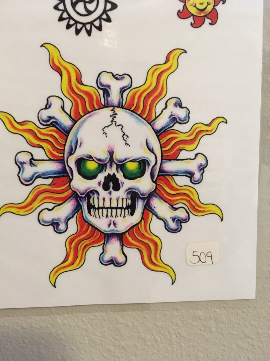 Tattoo Studio Shop Flash Single Sheet Sun Solar System Star